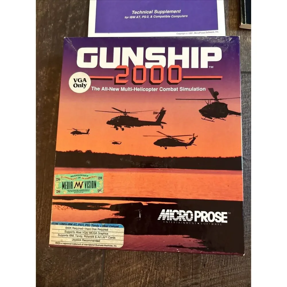 Gunship 2000 (PC, 1991) - 5.25 Inch‎ Floppy